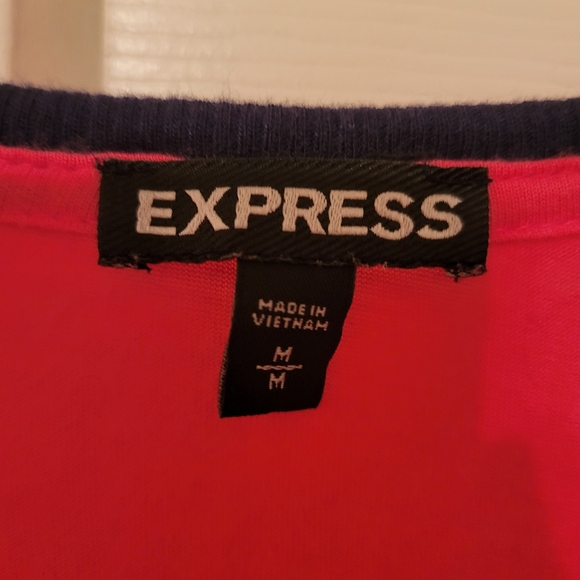 Express Fuchsia and Navy Women's Blouse - Picture 2 of 4